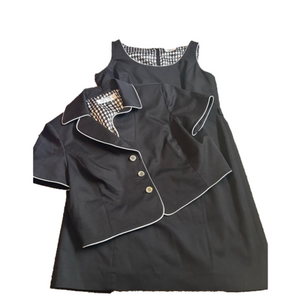 TAHARI ASL Vintage 90s Black and White 2 piece Dress and Blazer 12 Petite